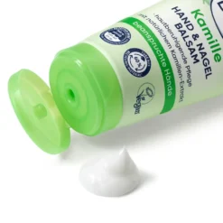 Close-up of the lightweight creamy texture of the Chamomile hand balm