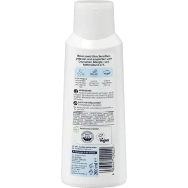 Balea med Ultra Sensitive Cleansing Milk, 200ml Ingredient list of Balea Med Cleansing Milk showing Niacinamide and Panthenol
