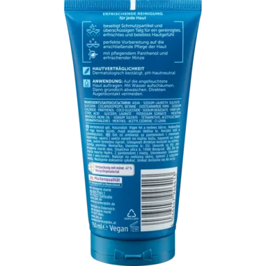 Ingredient list of Balea MEN Hydro Waschgel showing cooling menthol