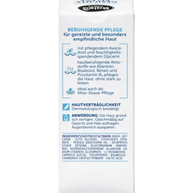 Rear view of Balea MEN Ultra Sensitive Face Moisturizer showing ingredient details