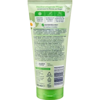 Ingredient list of Balea Hand Balm showing Chamomile and Bisabolol