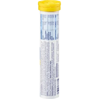 Mivolis DM Zinc + Vit C Effervescent Tablets, 20pc Nutritional facts list of Mivolis Zinc + C showing high Vitamin C content