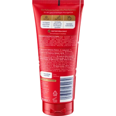 Balea Glamorous Moment hand cream packaging back with ingredients