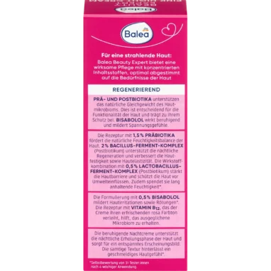 Balea Beauty Expert Pink Night Cream back view with product information