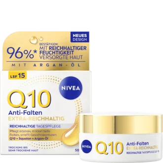 Nivea Q10 Anti-Wrinkle Extra Rich Day Cream SPF 15, 50ml NIVEA Q10 Anti-Wrinkle Extra Rich Day Cream SPF 15 50 ml for dry to very dry skin