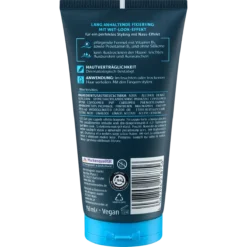 Balea Men Wet Look Styling Gel, 150 ml Balea Men wet look hair gel back packaging ingredients