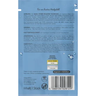 ISANA Hydro Booster Mask ingredients packaging back