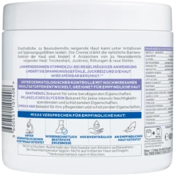 Mixa Panthenol Comfort Cream back ingredients label