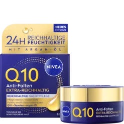 NIVEA Q10 Anti-Wrinkle Extra Rich Night Cream 50 ml with Q10 and creatine