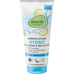 alverde NATURKOSMETIK Hydro Body Lotion Hyaluron and Cucumber front packaging