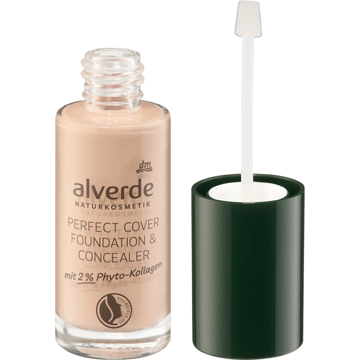 Alverde Foundation & Concealer with 2% Phyto-Collagen 40 Caramel, 25 ml alverde Perfect Cover Foundation & Concealer 40 Caramel, 25 ml, with 2% phyto-collagen
