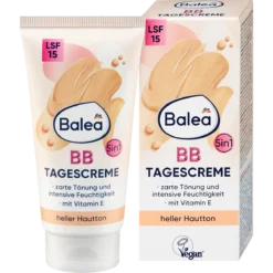 Front of Balea BB Day Cream Light SPF 15, 50 ml, with tube and packaging