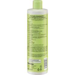 Back of Balea Beauty Essentials Refreshing Shampoo 400 ml bottle with ingredients and product information