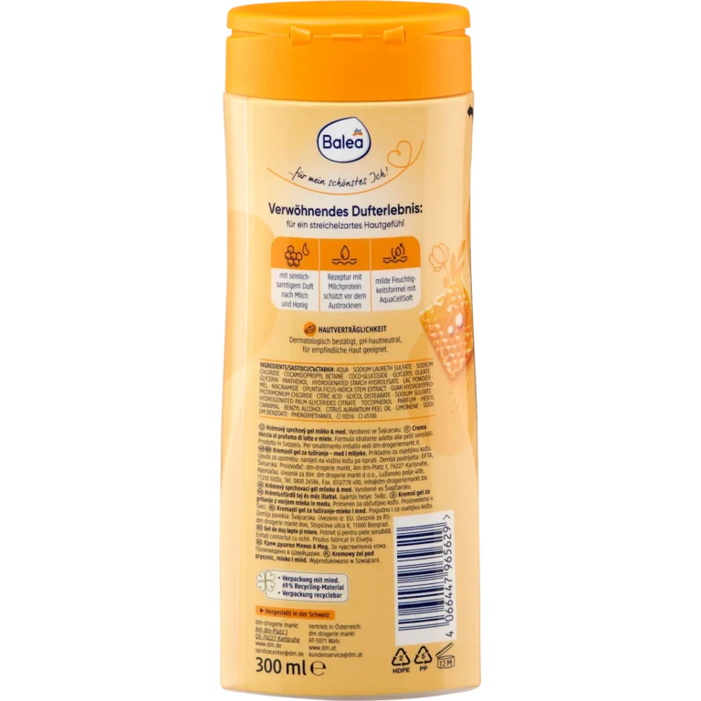 Balea Milk & Honey Shower Cream, 300ml Balea Milk and Honey Cream Shower 300 ml back