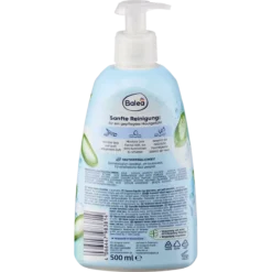 Balea Sensitive Liquid Hand Soap, 500 ml – back of the pump bottle with ingredients and product information