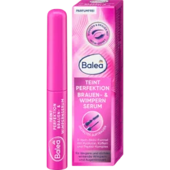 Balea Teint Perfektion Eyelash and Eyebrow Serum 9 ml with pink tube and outer packaging