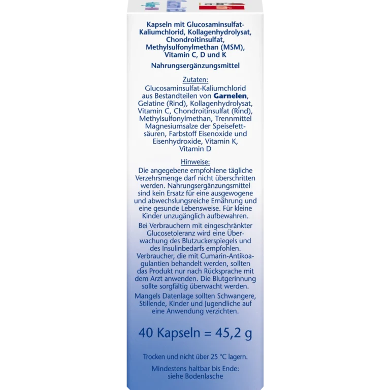 Doppelherz Glucosamin 1650 Collagen, 40 Capsules - Side View
