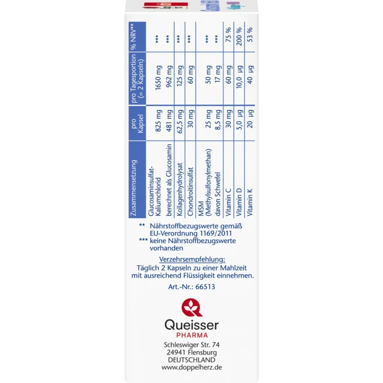 Doppelherz Glucosamin 1650 Collagen, 40 Capsules - Side View