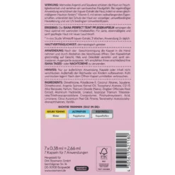 ISANA Perfect Complexion Face Care Capsules back packaging with ingredients and directions