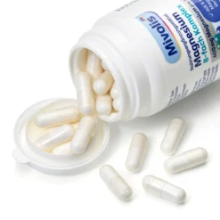 Close-up of Mivolis Magnesium 8-Complex capsules