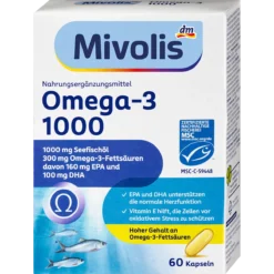 Mivolis Omega 3 1000 Capsules front packaging 60 pcs