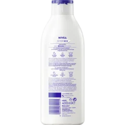 Back of NIVEA Aloe & Hydration Body Lotion 400 ml showing ingredients and product information