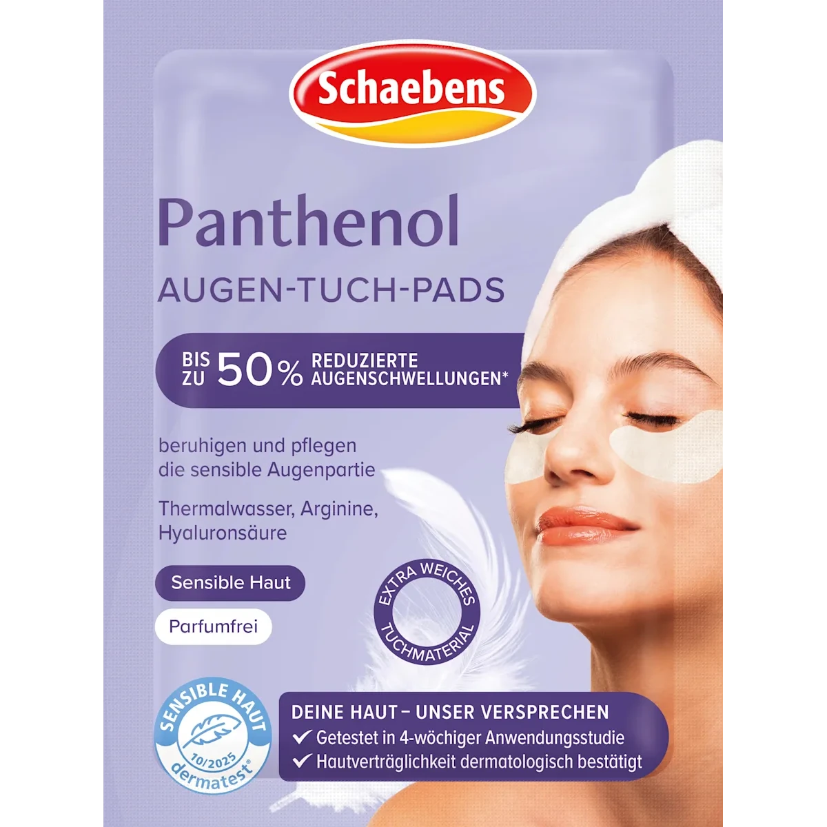 Schaebens Panthenol Eye Sheet Pads, 1 Pair Schaebens Panthenol Eye Sheet Pads for sensitive skin, front view