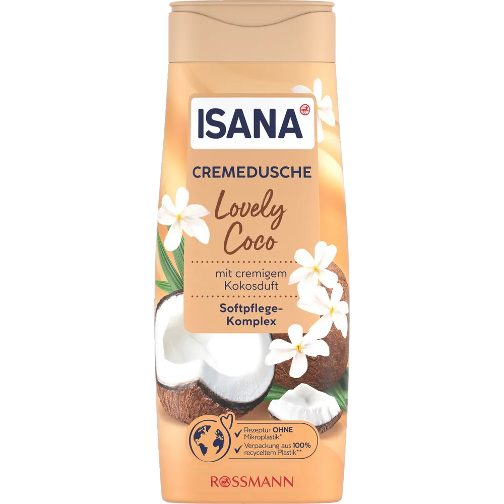 Isana Shower Gel Lovely Coco, 300ml ISANA Lovely Coco cream shower with tropical coconut fragrance
