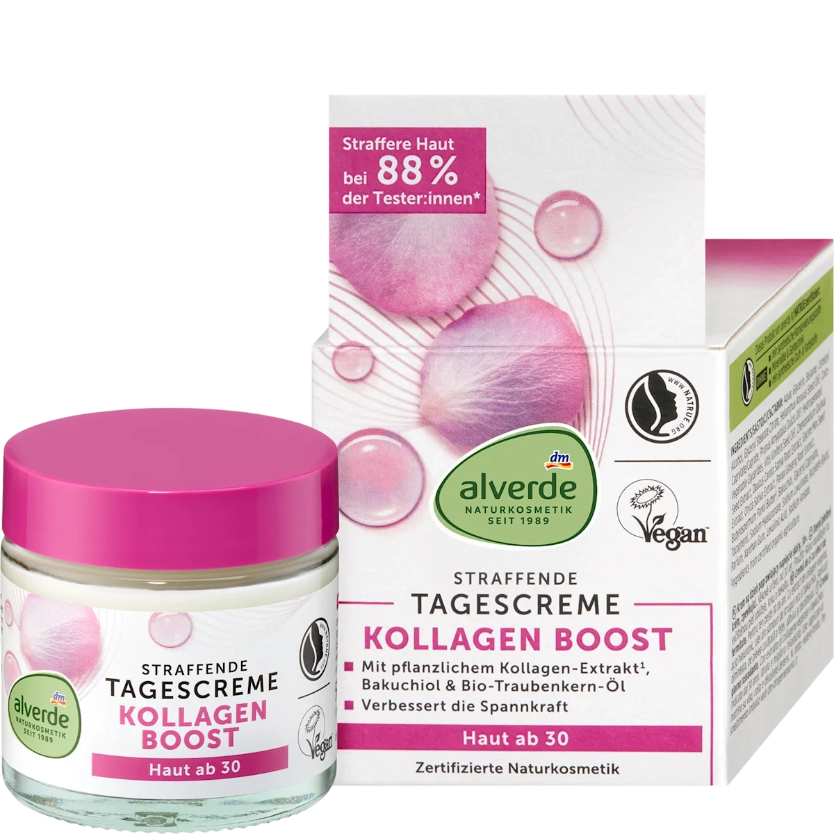 Alverde Collagen Boost Face Cream, 50ml alverde NATURKOSMETIK Collagen Boost Face Cream front packaging