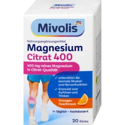 Mivolis Magnesium Citrate 400 Granules 20 Sticks front packaging