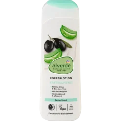 alverde NATURKOSMETIK Olive & Aloe Vera Body Lotion 250 ml for dry and dehydrated skin