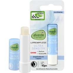 Alverde Sensitive Lip Balm 4.8 g fragrance-free natural lip care with organic jojoba and coconut oils