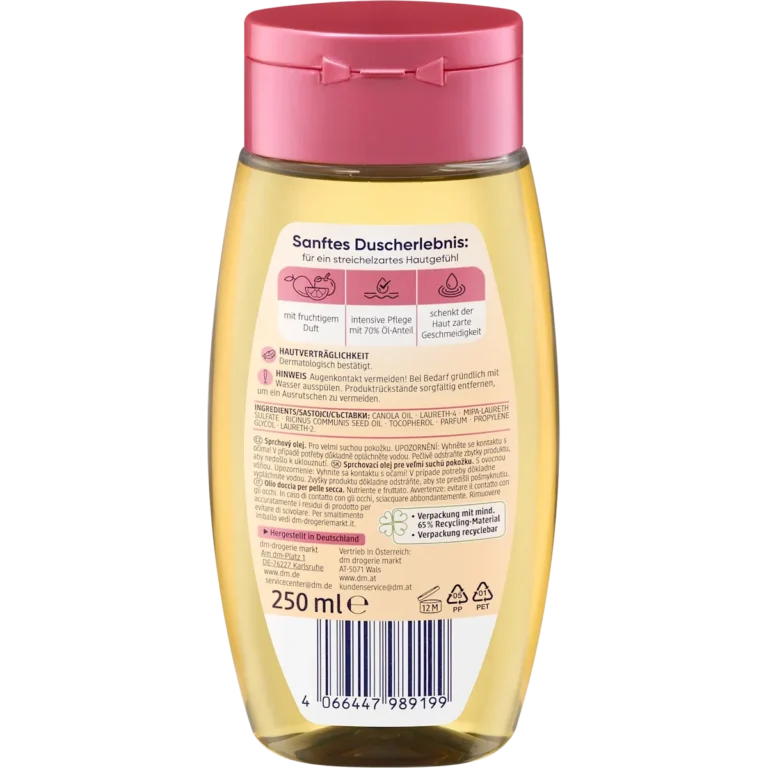 Balea Fruity Shower Oil | 70% Oil for Very Dry Skin 250 ml - Back side