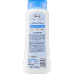 Back of Balea Lightweight Body Lotion 400 ml showing ingredients and product information