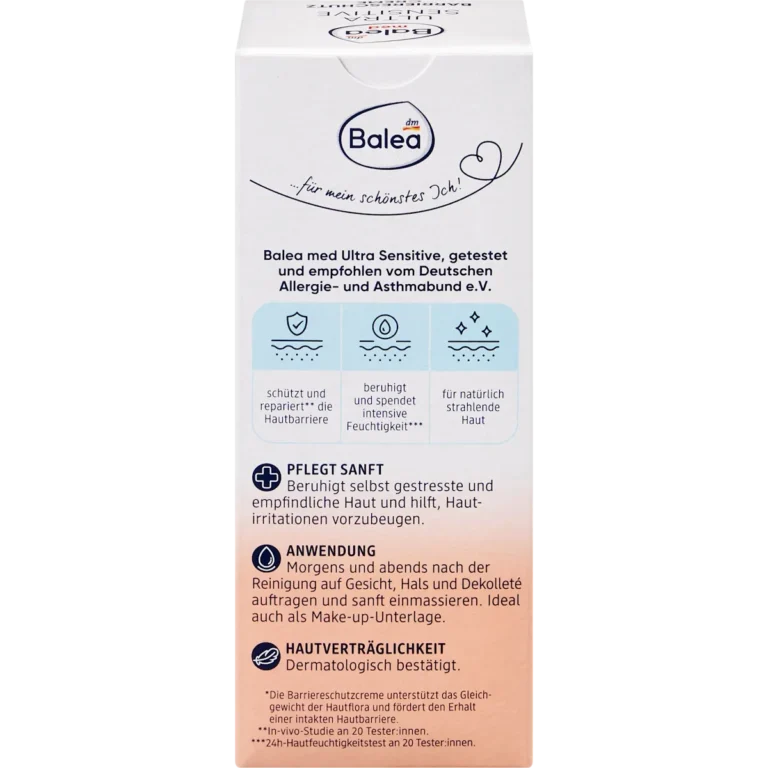 Balea Med Barrier Protection Face Cream Ultra Sensitive, 50ml Back View