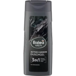 Balea MEN Active Carbon 3-in-1 Shower Gel 300 ml with activated charcoal for body, face and hair