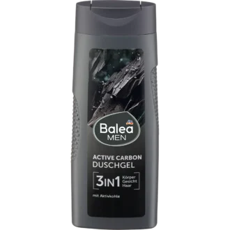 Balea MEN Active Carbon 3-in-1 Shower Gel, 300 ml Balea MEN Active Carbon 3-in-1 Shower Gel 300 ml with activated charcoal for body, face and hair