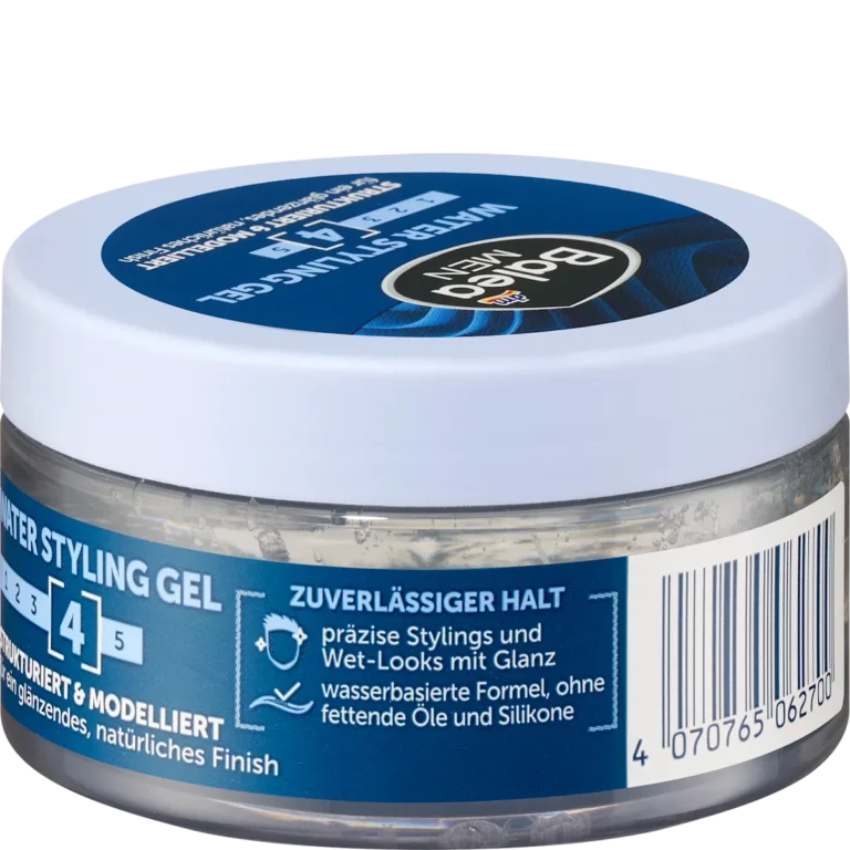 Balea MEN Water Styling Gel, 100 ml Balea MEN Water Styling Gel, 100 ml – back packaging with product information