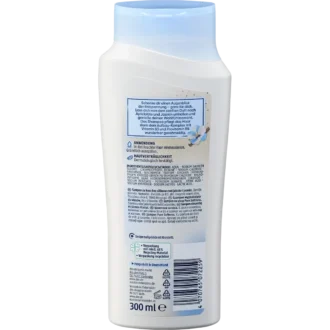 Back of Balea Pure Softness Shampoo 300 ml with ingredients and directions