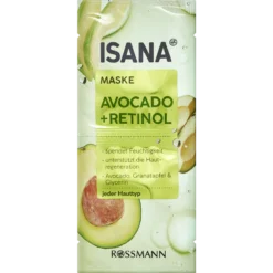 ISANA Avocado & Retinol Glow Face Mask 2 x 8 ml for moisturizing and radiant skin