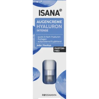 ISANA Hyaluron Intense Eye Cream, 15 ml ISANA Hyaluron Intense Eye Cream 15 ml with 6x hyaluronic acid, collagen and peptides