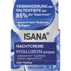 ISANA Hyaluron Intense Night Cream 50 ml with 6x hyaluronic acid, collagen and shea butter