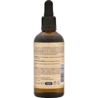 Back of ISANA Moments of Marula Multi-Purpose Oil 100 ml showing ingredients and product information