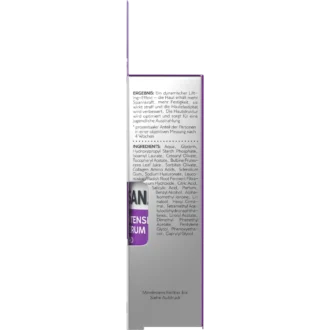 Back of ISANA Pro-Collagen Intensive Serum 30 ml showing ingredients and product information