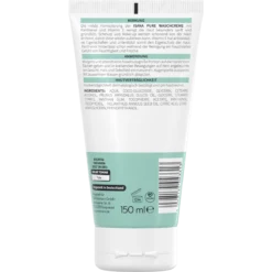 Back of ISANA Pure Cleansing Cream 150 ml showing ingredients and product information