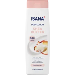 ISANA Shea Butter Body Lotion 400 ml with apricot kernel oil for dry and sensitive skin