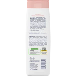 Back of ISANA Shea Butter Body Lotion 400 ml showing ingredients and product information