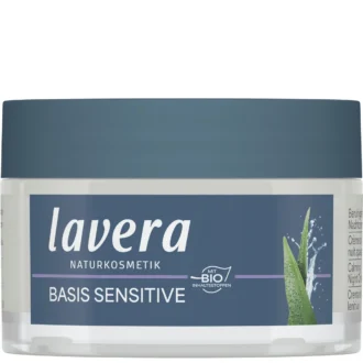 Lavera Calming Night Cream with organic aloe vera, almond oil and ectoin can