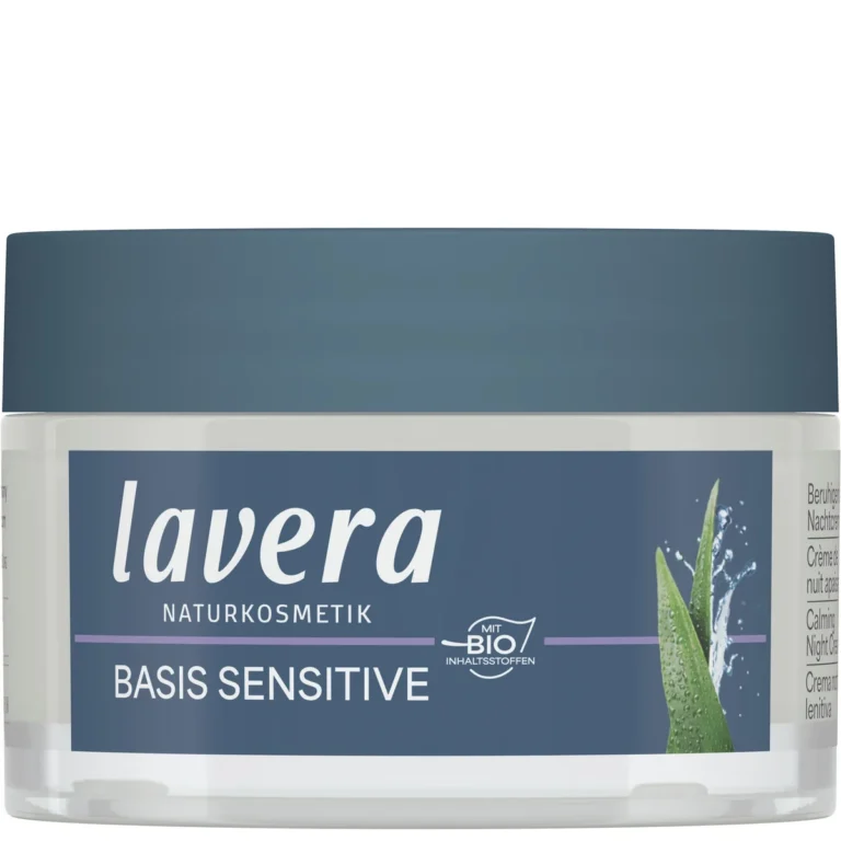 Lavera Calming Night Cream with organic aloe vera, almond oil and ectoin can