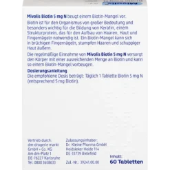 Mivolis Biotin 5 mg N dosage and product information
